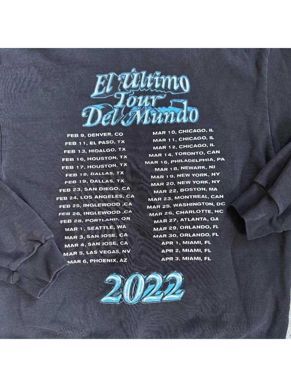 Bad Bunny El Ultimo Tour Del Mundo Black 2022 Merch Hoodie Sweatshirt - Picture 5 of 6